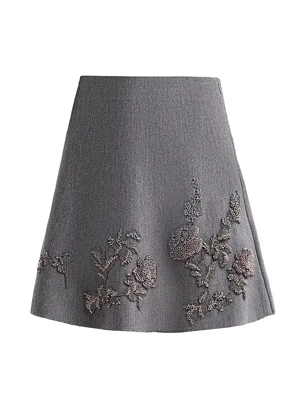 Women's Beaded Wool Mini Skirt Women's Beaded Wool Mini Skirt