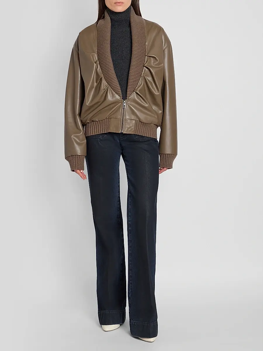 Victoria Beckham Women's Leather Bomber Jacket | Thumbnail 2 Victoria Beckham Women's Leather Bomber Jacket | Thumbnail 2
