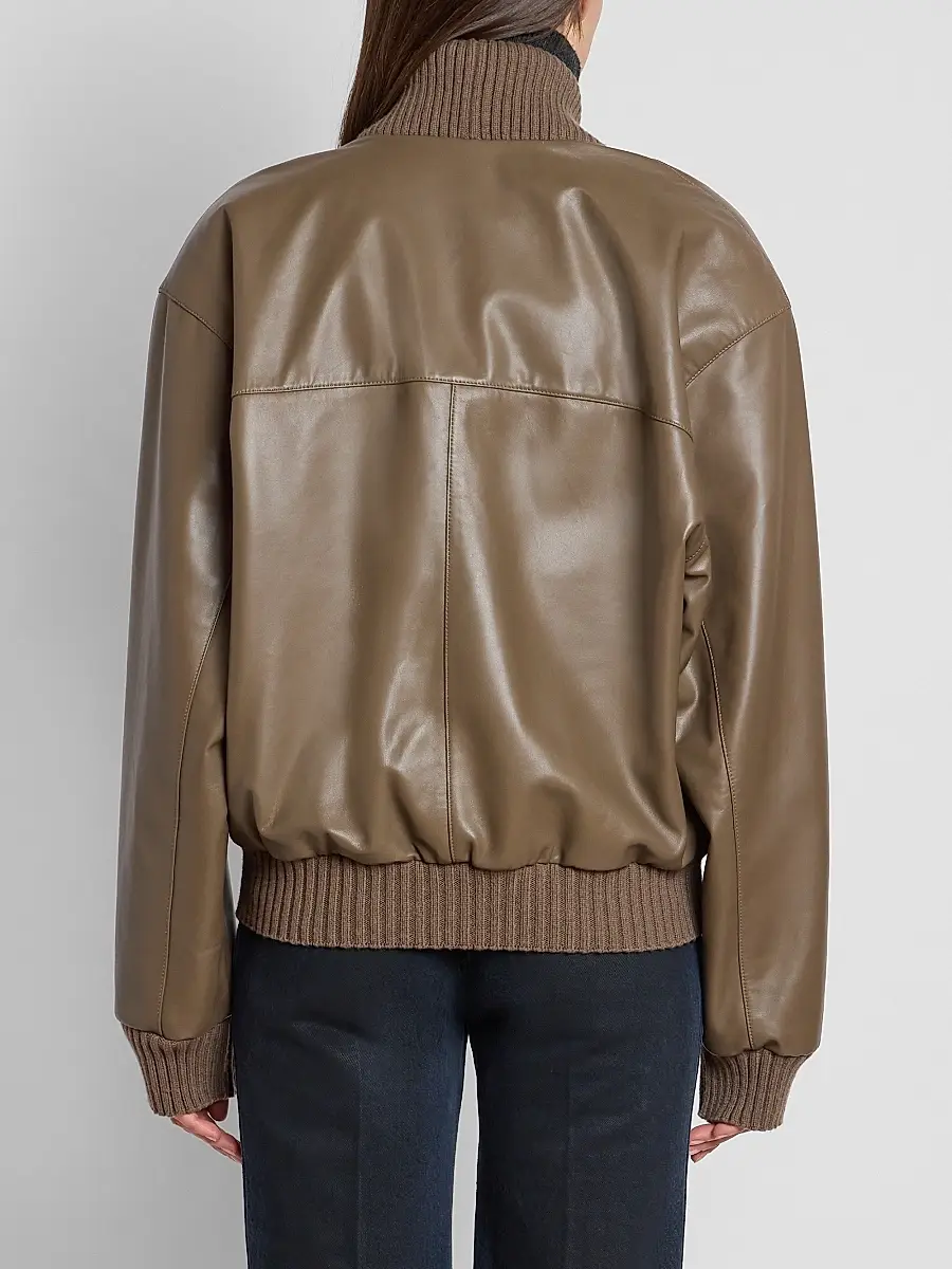 Victoria Beckham Women's Leather Bomber Jacket | Thumbnail 3 Victoria Beckham Women's Leather Bomber Jacket | Thumbnail 3
