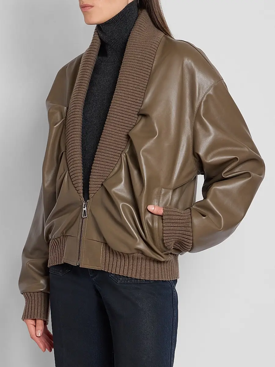 Victoria Beckham Women's Leather Bomber Jacket | Thumbnail 4 Victoria Beckham Women's Leather Bomber Jacket | Thumbnail 4