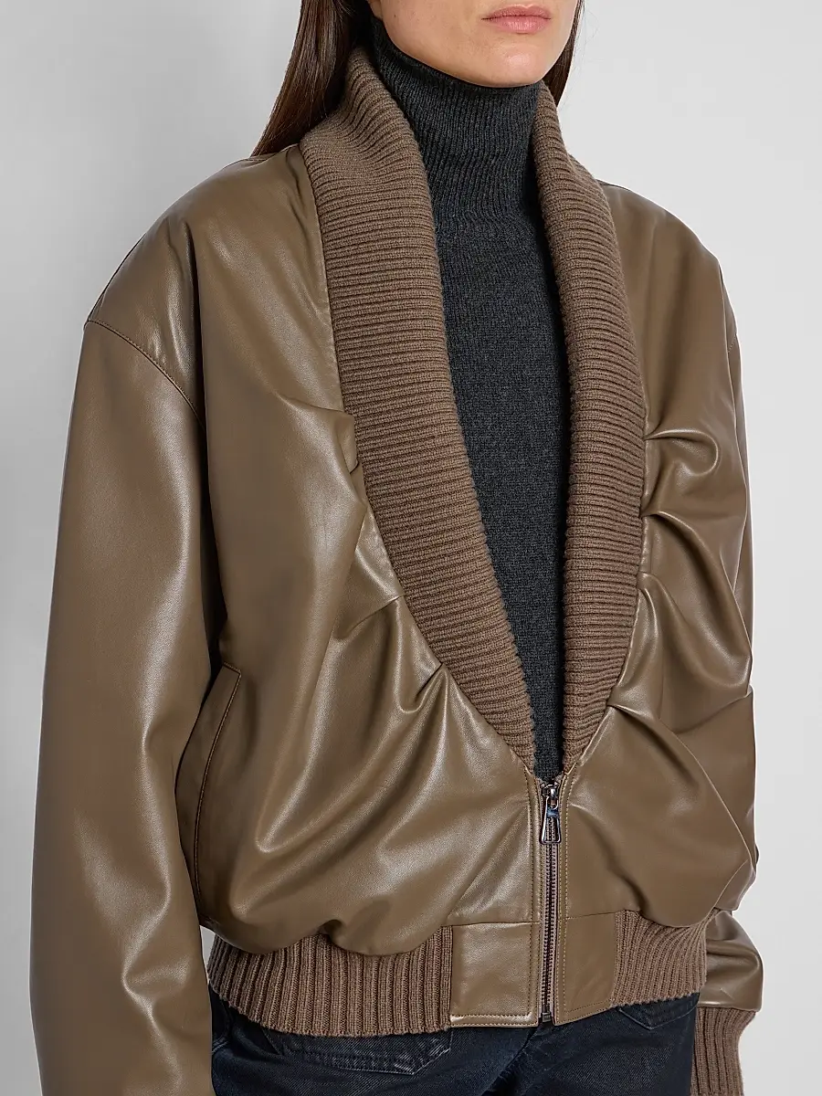 Victoria Beckham Women's Leather Bomber Jacket | Thumbnail 5 Victoria Beckham Women's Leather Bomber Jacket | Thumbnail 5