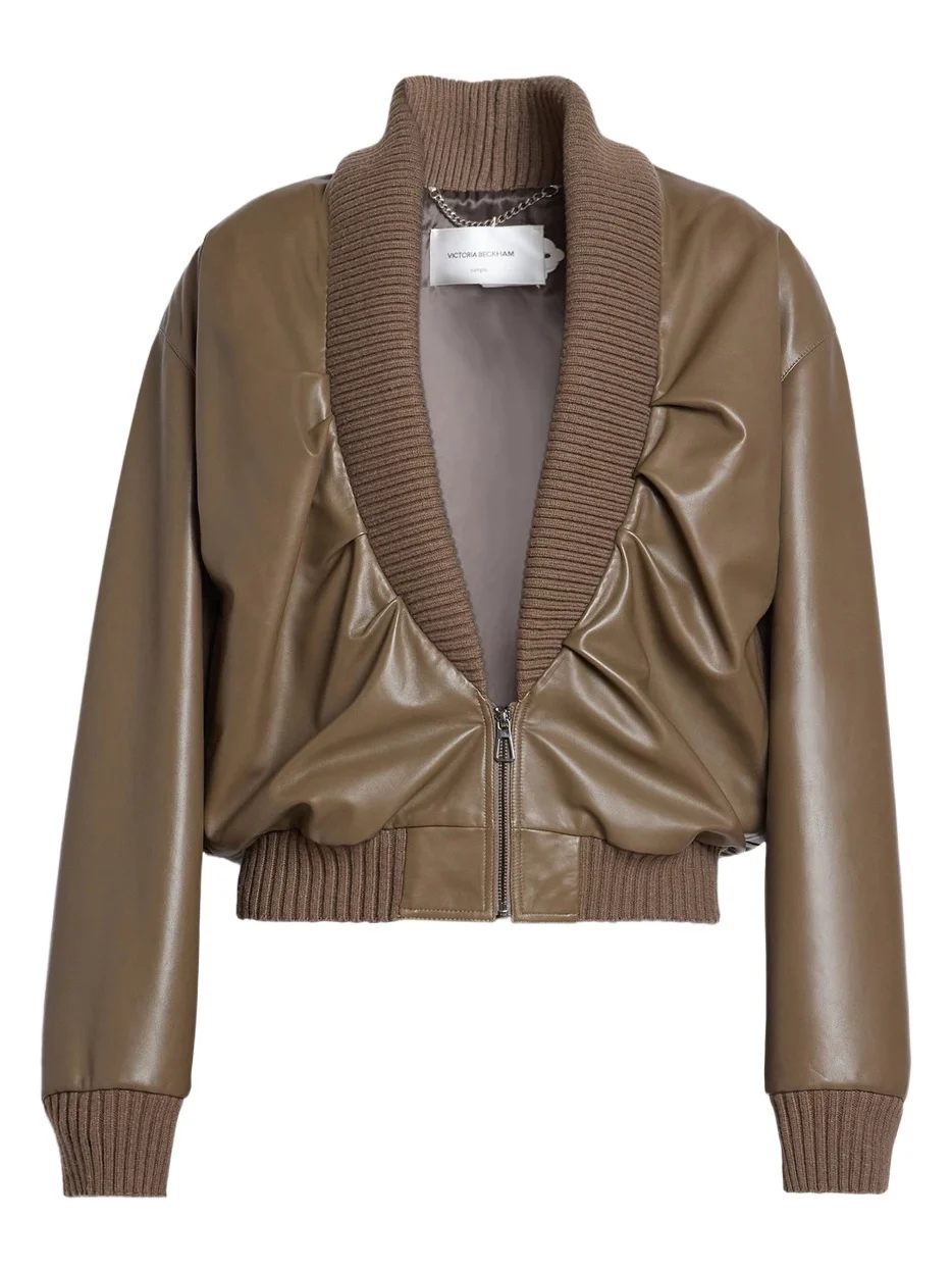 Women's Leather Bomber Jacket