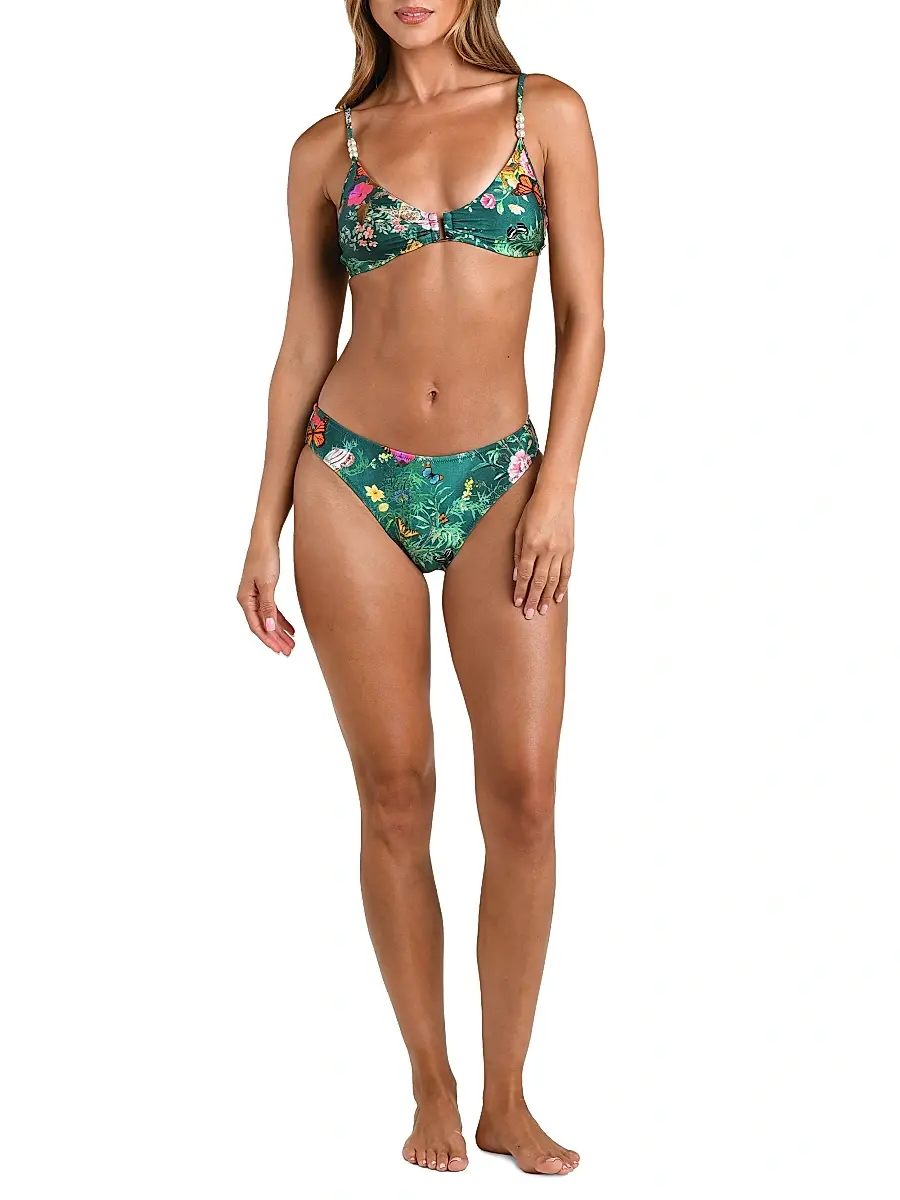 L'Agence Women's Charonda Butterfly Yazmin Printed Triangle Bra Top | Thumbnail 2 L'Agence Women's Charonda Butterfly Yazmin Printed Triangle Bra Top | Thumbnail 2