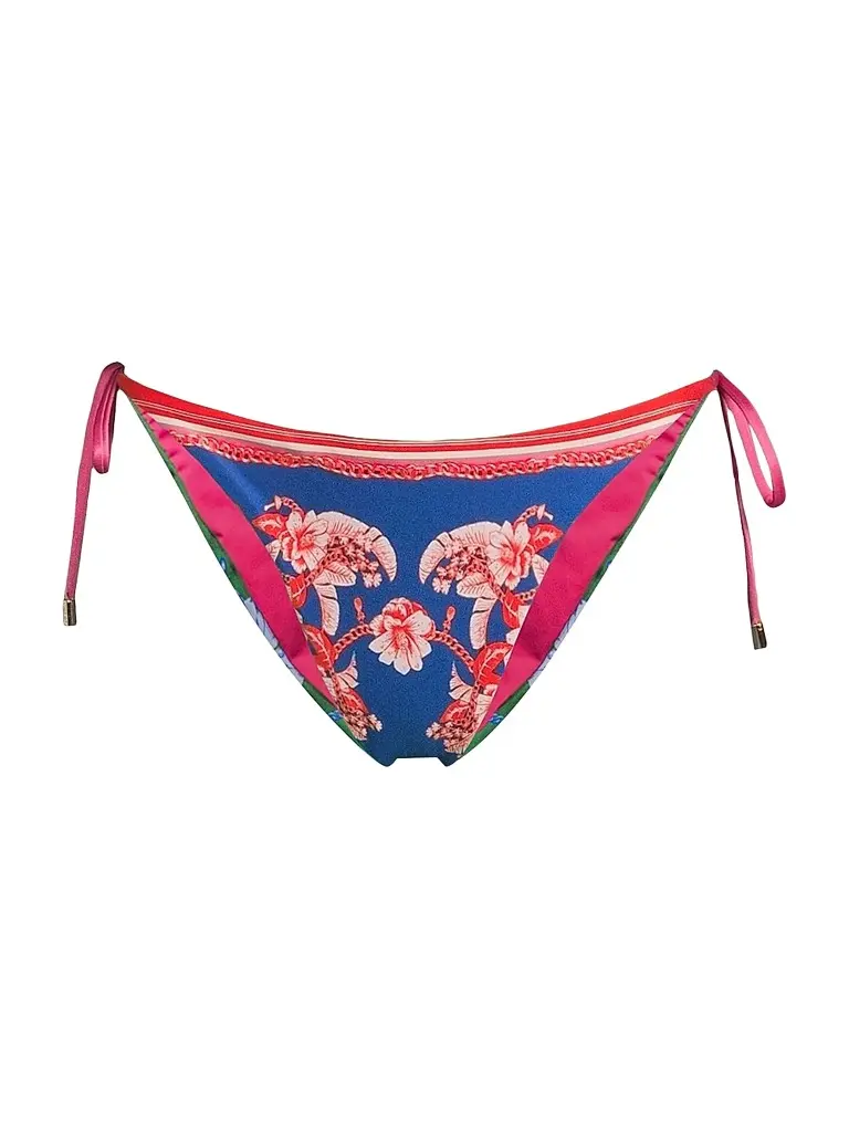 Farm Rio Women's Floral Mixed Scarves Bikini Bottom
