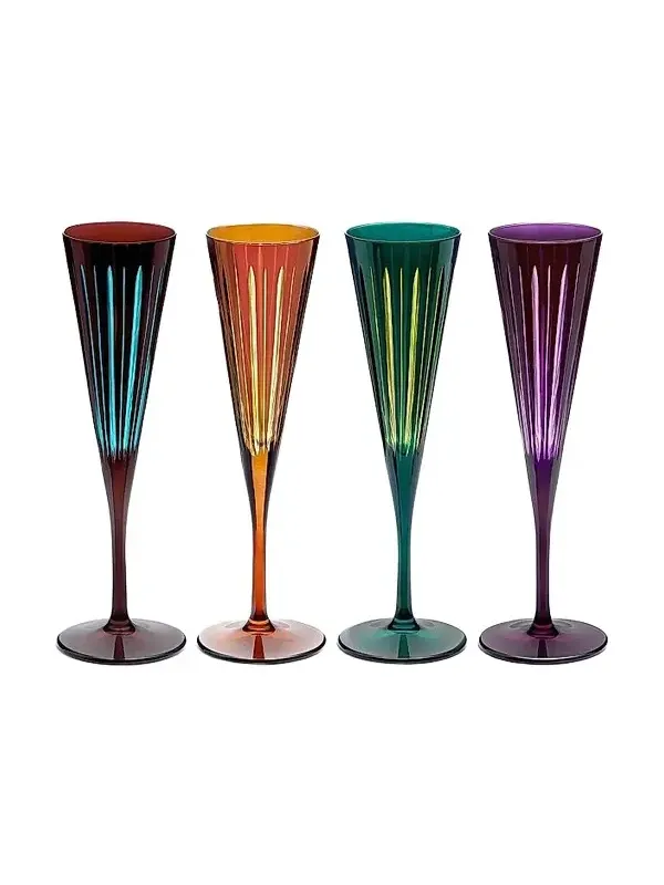 L'Objet Prism 4-Piece Glass Champagne Flute Set
