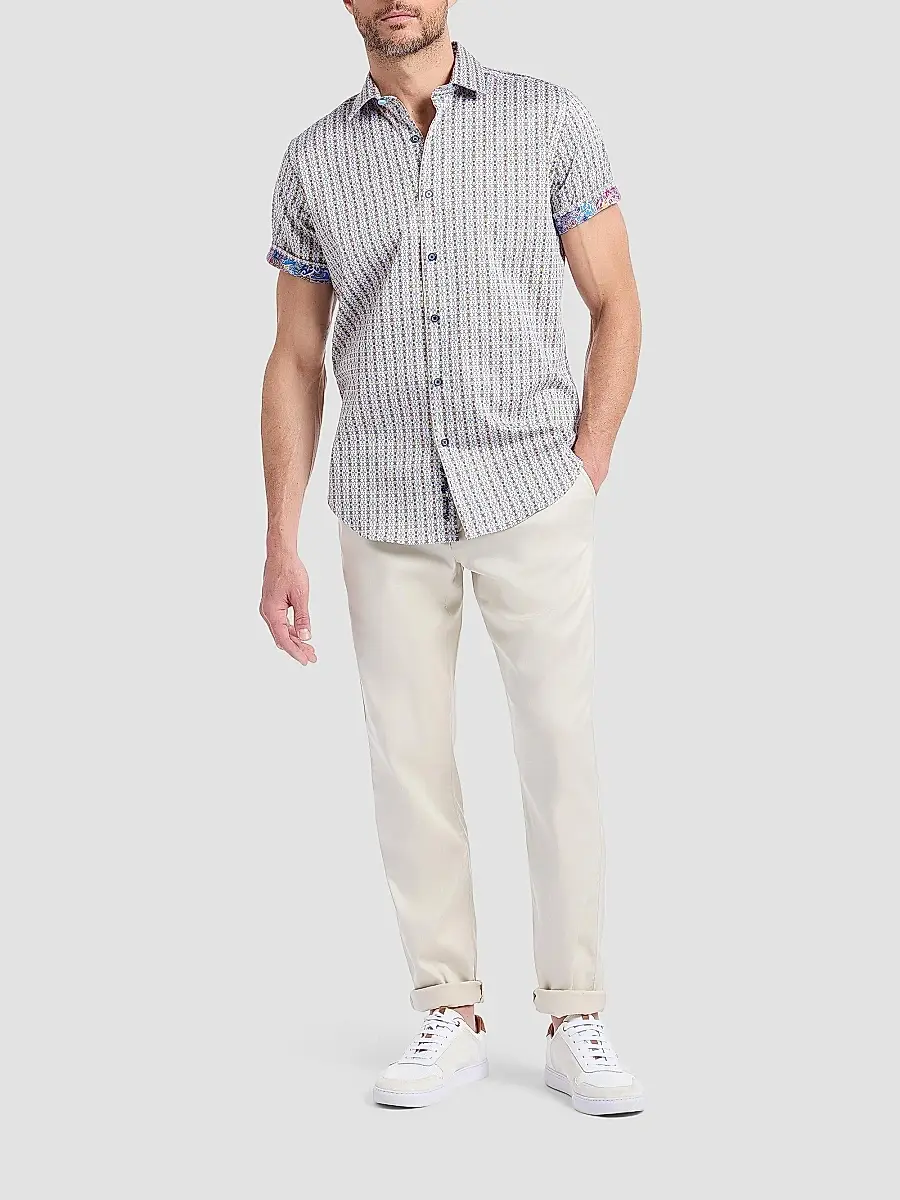 Robert Graham Men's Abbotswell Geometric Stretch-Cotton Short-Sleeve Shirt | Thumbnail 2