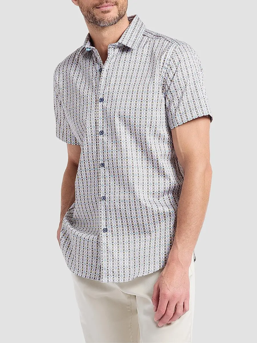 Robert Graham Men's Abbotswell Geometric Stretch-Cotton Short-Sleeve Shirt | Thumbnail 4