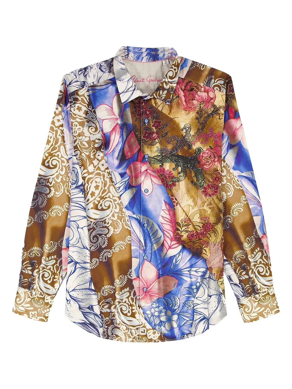 Men's Mendiburu Multi-Print Cotton Button-Front Shirt Men's Mendiburu Multi-Print Cotton Button-Front Shirt