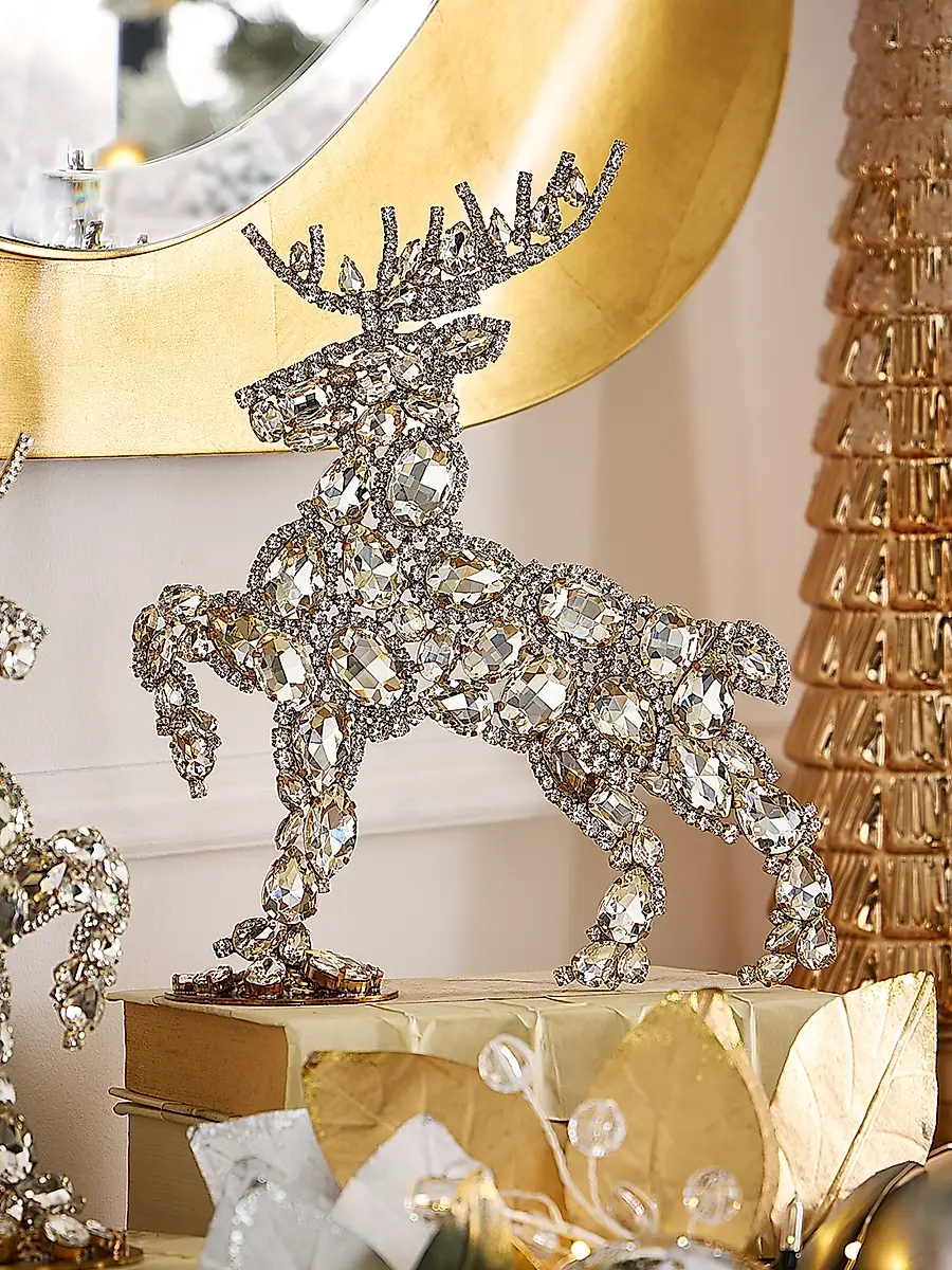 Exclusively Ours Dazzling Valiant Left-Facing Crystal Reindeer Decoration | Thumbnail 3