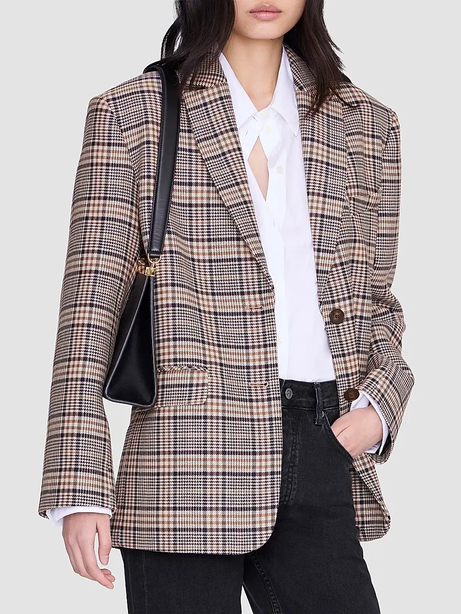 Anine Bing Women's Quinn Plaid Oversized Blazer | Thumbnail 4 Anine Bing Women's Quinn Plaid Oversized Blazer | Thumbnail 4