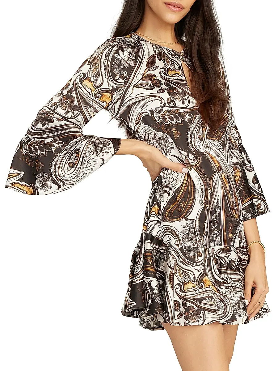 Robert Graham Women's Margot Paisley Bell-Sleeve Minidress | Thumbnail 4