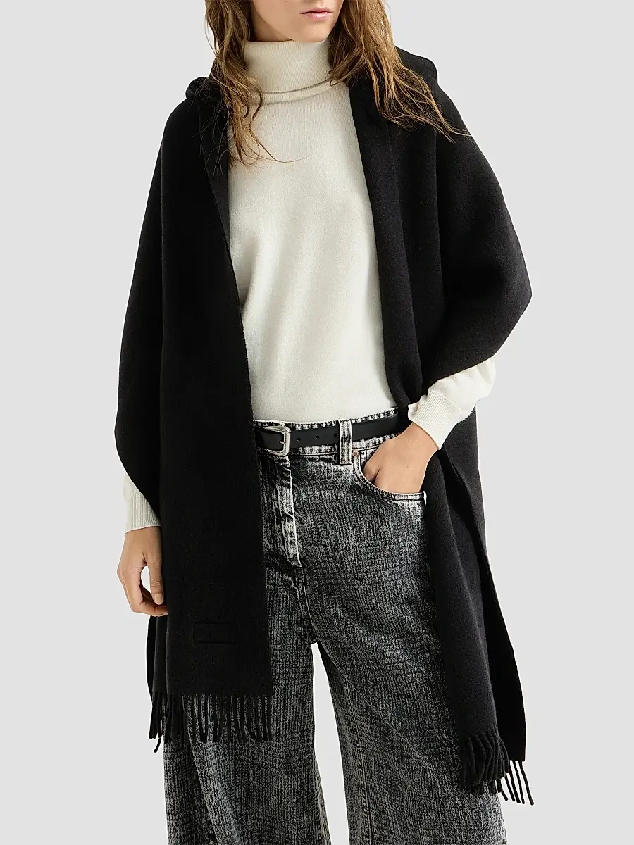 Brunello Cucinelli Women's Hooded Wool and Cashmere Knit Scarf | Thumbnail 3 Brunello Cucinelli Women's Hooded Wool and Cashmere Knit Scarf | Thumbnail 3