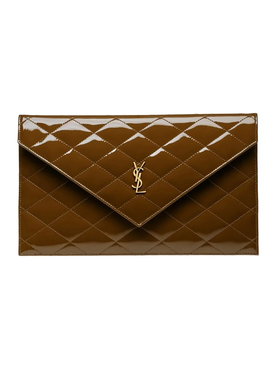 Saint Laurent Women's Paris Pouch in Patent Leather - Burnished Wood