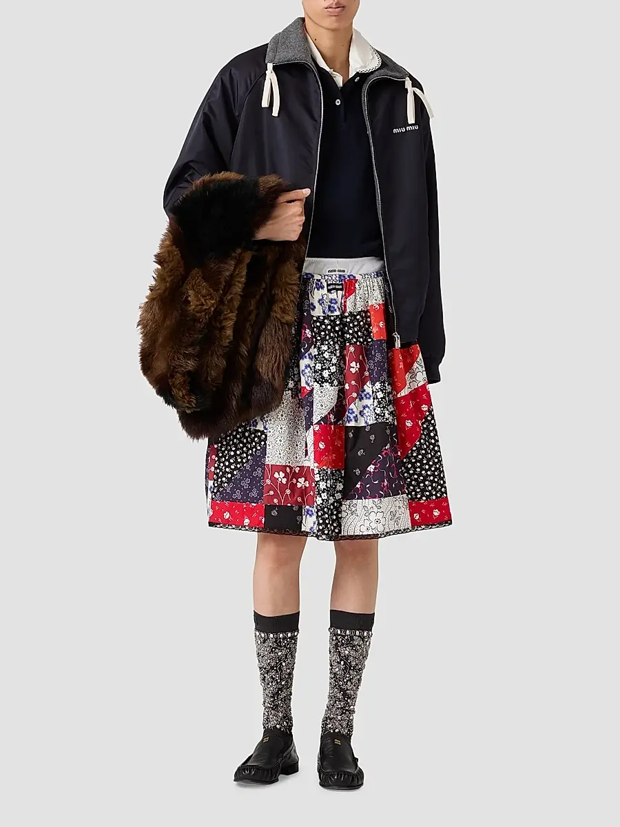 Miu Miu Women's Patchwork Poplin Skirt | Thumbnail 2 Miu Miu Women's Patchwork Poplin Skirt | Thumbnail 2