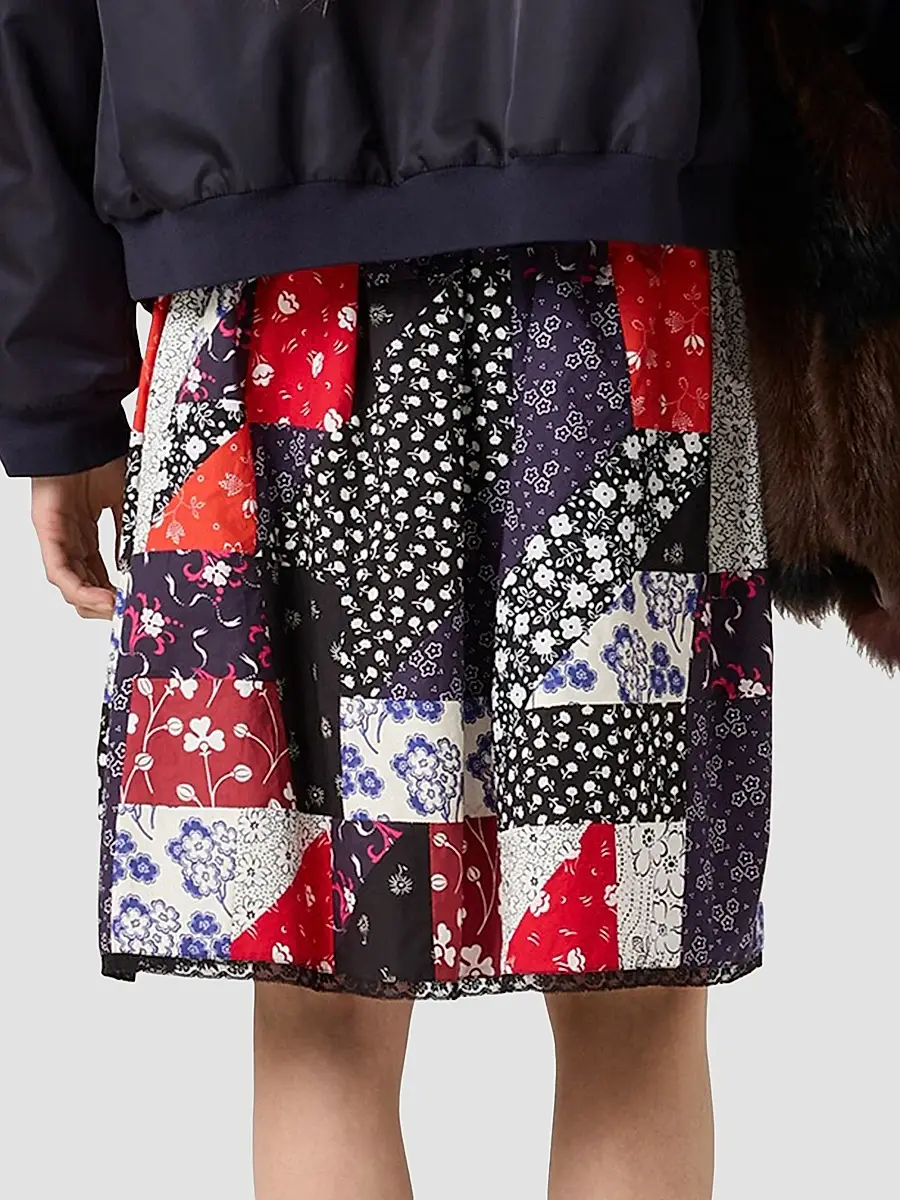 Miu Miu Women's Patchwork Poplin Skirt | Thumbnail 3 Miu Miu Women's Patchwork Poplin Skirt | Thumbnail 3
