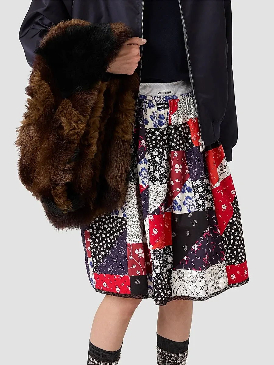 Miu Miu Women's Patchwork Poplin Skirt | Thumbnail 4 Miu Miu Women's Patchwork Poplin Skirt | Thumbnail 4