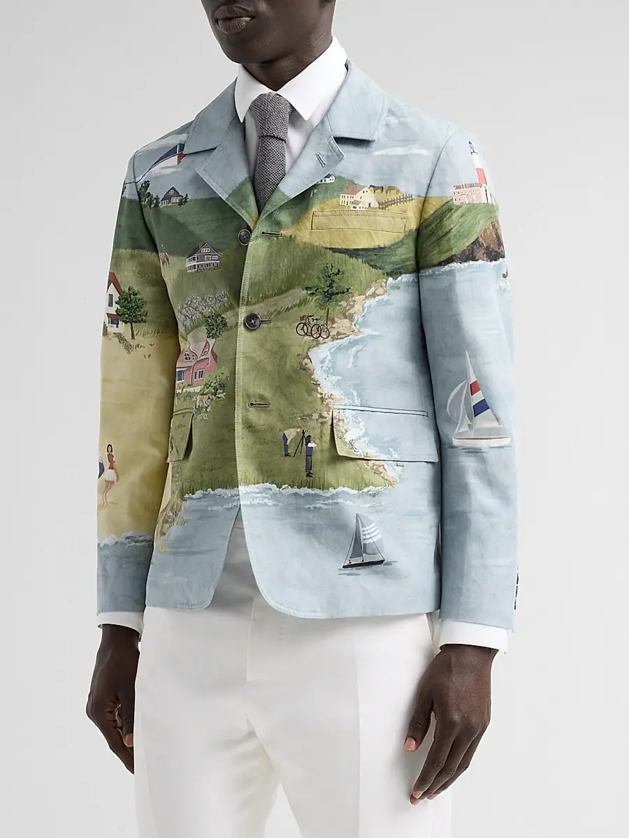 Thom Browne Men's Nantucket Scenic Linen-Cotton Sport Coat | Thumbnail 4 Thom Browne Men's Nantucket Scenic Linen-Cotton Sport Coat | Thumbnail 4
