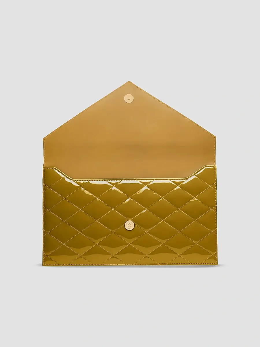 Saint Laurent Women's Paris Pouch in Patent Leather - Oil Green | Thumbnail 2 Saint Laurent Women's Paris Pouch in Patent Leather - Oil Green | Thumbnail 2