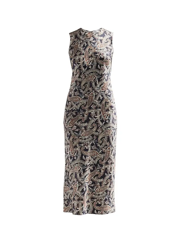 Women's Gemma Paisley Satin Sleeveless Midi Dress Women's Gemma Paisley Satin Sleeveless Midi Dress