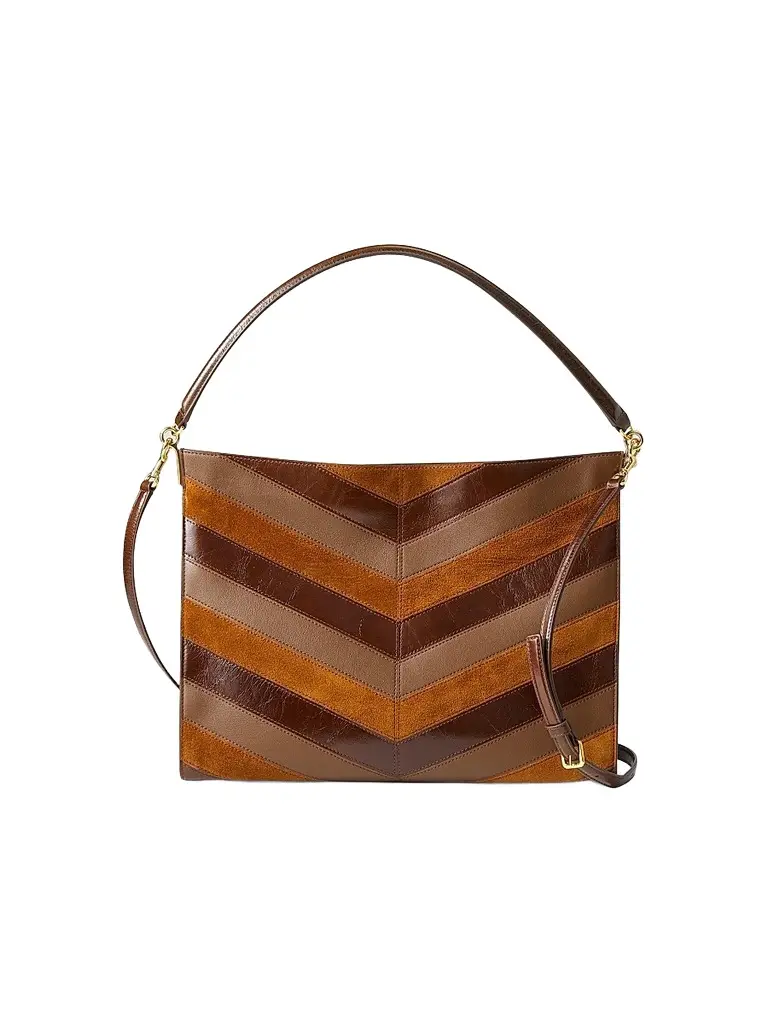 Veronica Beard Women's Vida Chevron Suede Shoulder Bag