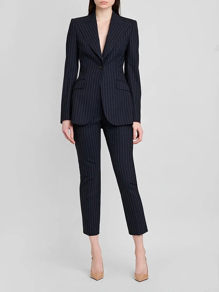 Dolce & Gabbana Women's Pinstriped Stretch Virgin Wool Slim-Leg Pants | Thumbnail 2 Dolce & Gabbana Women's Pinstriped Stretch Virgin Wool Slim-Leg Pants | Thumbnail 2