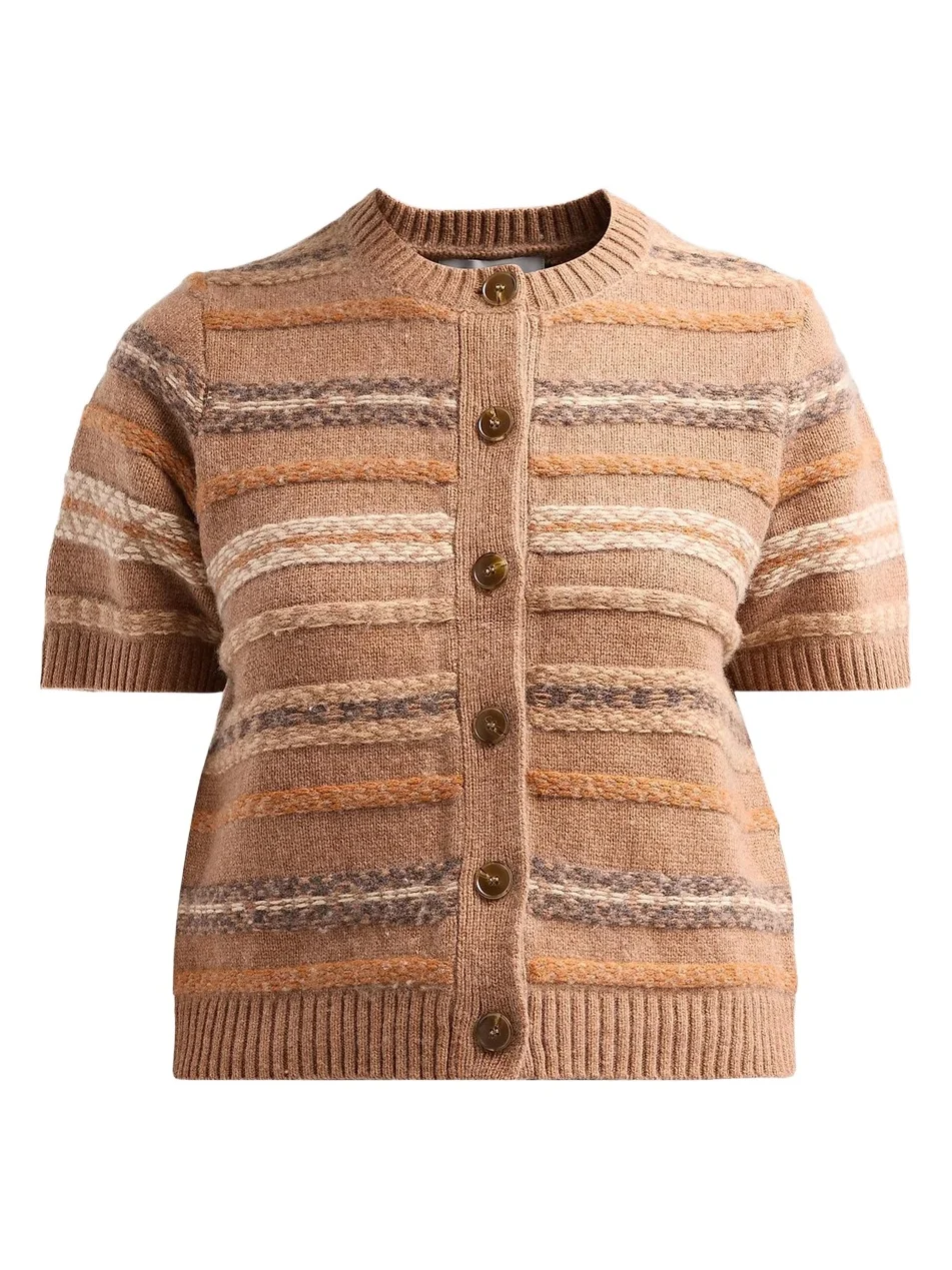 dh New York Women's Patti Textured Stripe Merino Wool-Blend Top