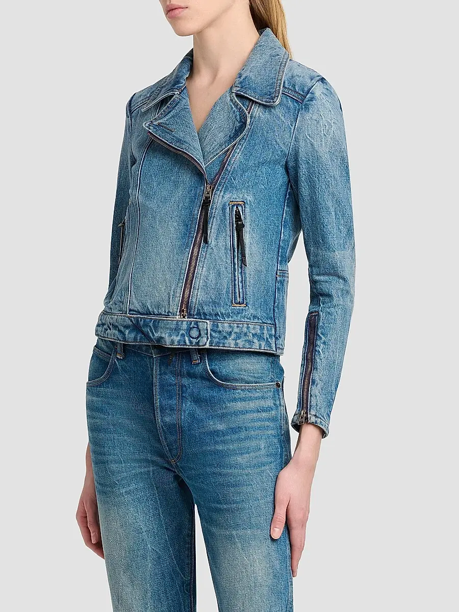 Tom Ford Women's Stonewashed Denim Biker Jacket | Thumbnail 4 Tom Ford Women's Stonewashed Denim Biker Jacket | Thumbnail 4