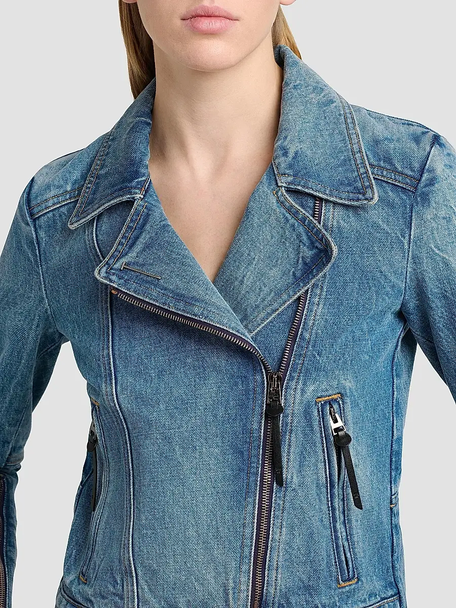 Tom Ford Women's Stonewashed Denim Biker Jacket | Thumbnail 6 Tom Ford Women's Stonewashed Denim Biker Jacket | Thumbnail 6
