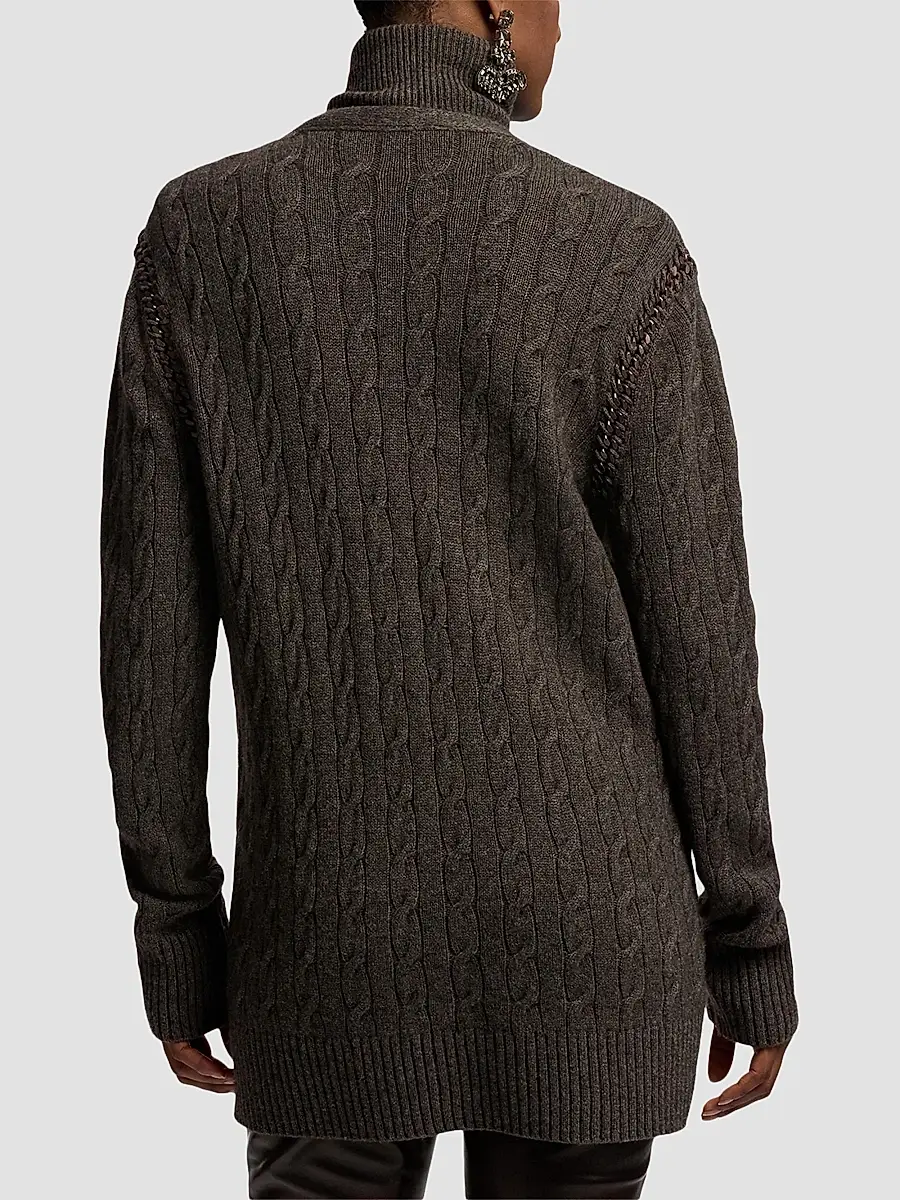 Ralph Lauren Collection Women's Chain-Trim Cable Cashmere Cardigan | Thumbnail 3 Ralph Lauren Collection Women's Chain-Trim Cable Cashmere Cardigan | Thumbnail 3