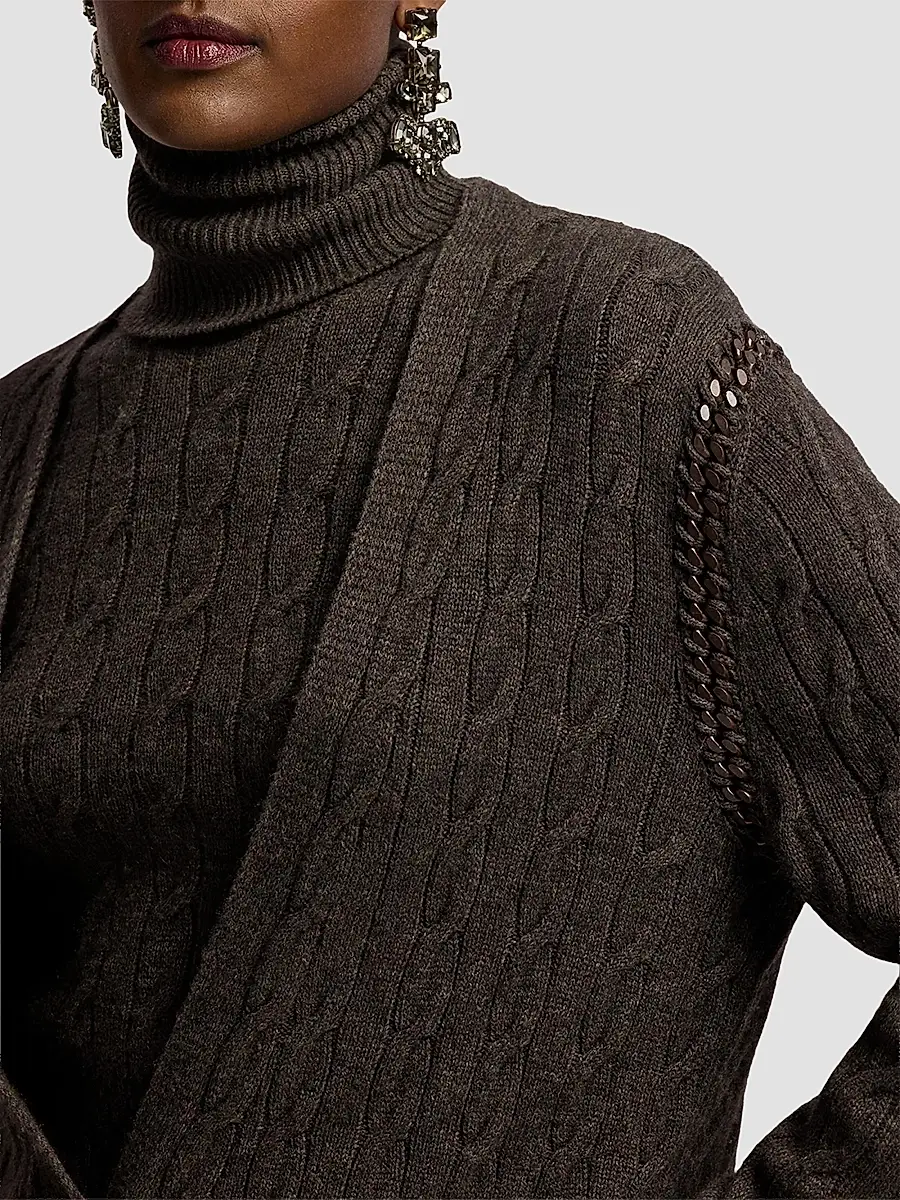Ralph Lauren Collection Women's Chain-Trim Cable Cashmere Cardigan | Thumbnail 6 Ralph Lauren Collection Women's Chain-Trim Cable Cashmere Cardigan | Thumbnail 6