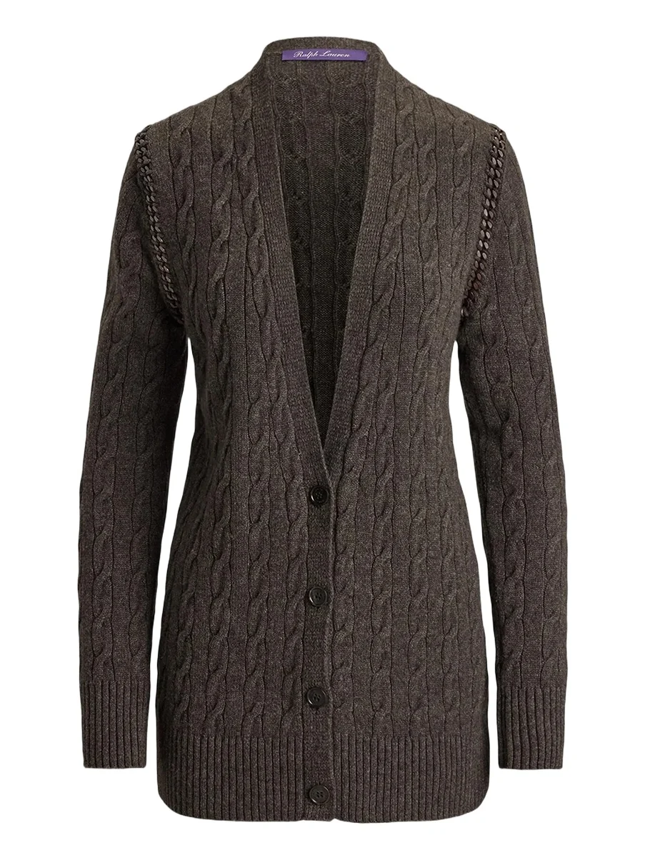 Women's Chain-Trim Cable Cashmere Cardigan Women's Chain-Trim Cable Cashmere Cardigan