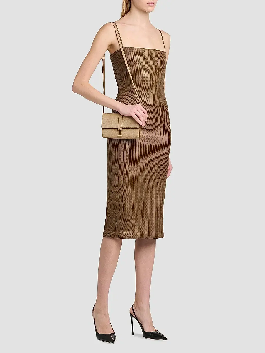 Tom Ford Women's Pleated Leather Sheath Midi Dress | Thumbnail 6 Tom Ford Women's Pleated Leather Sheath Midi Dress | Thumbnail 6