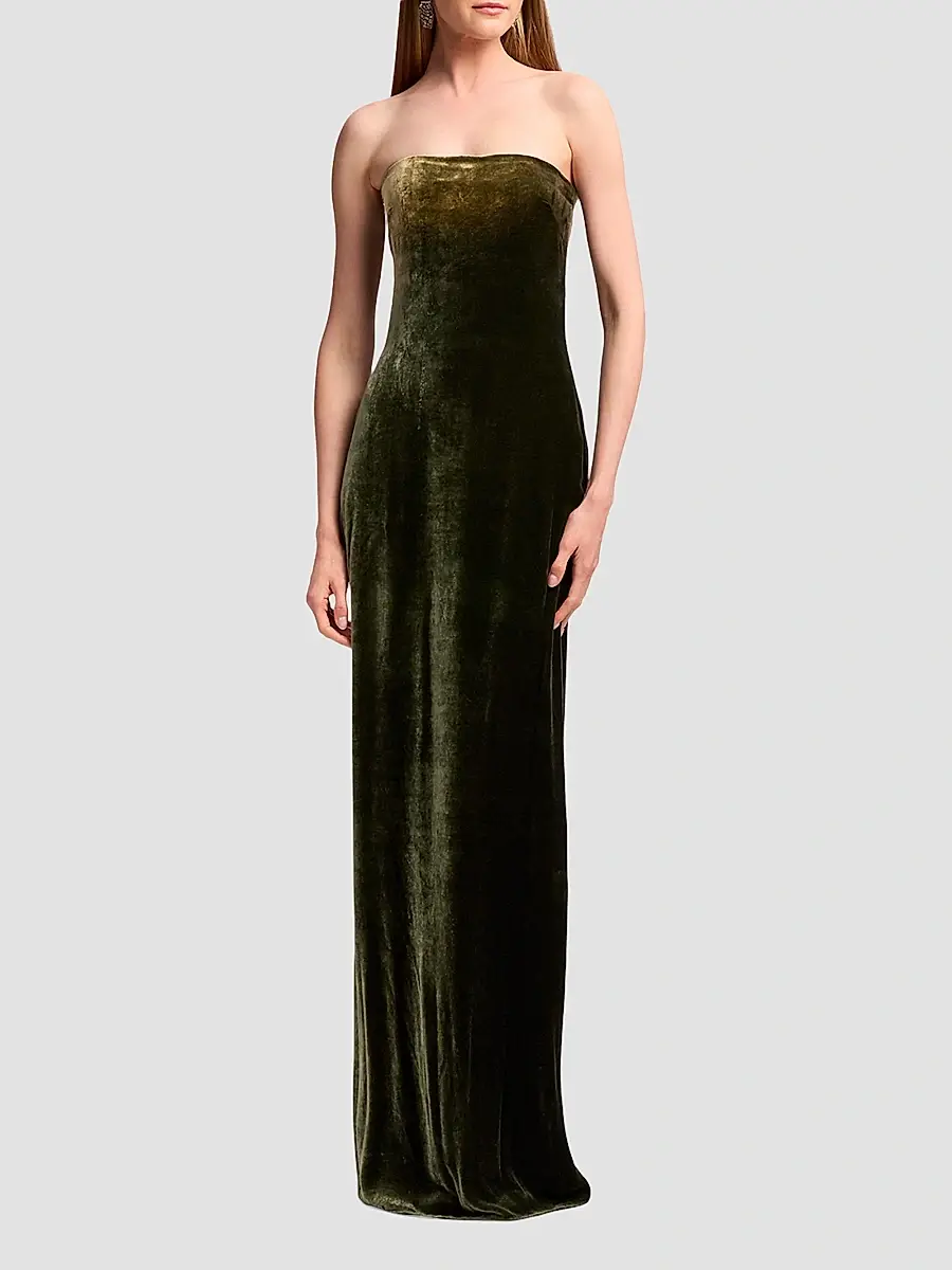 Ralph Lauren Collection Women's Farley Velvet Strapless Gown | Thumbnail 4 Ralph Lauren Collection Women's Farley Velvet Strapless Gown | Thumbnail 4