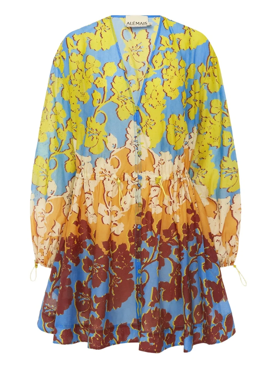 Women's Splice Cotton-Silk Mini Dress