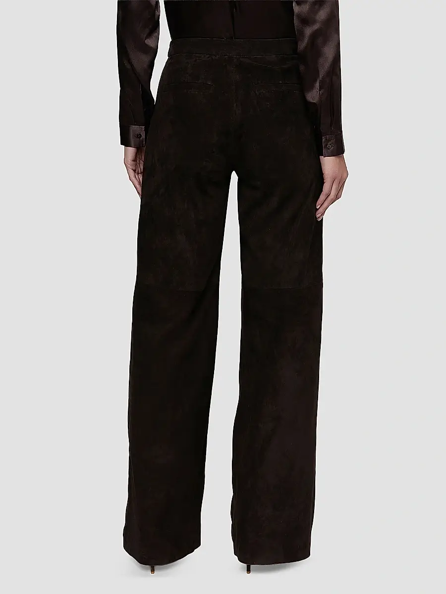 L'Agence Women's Livvy Suede Straight-Leg Trousers | Thumbnail 3