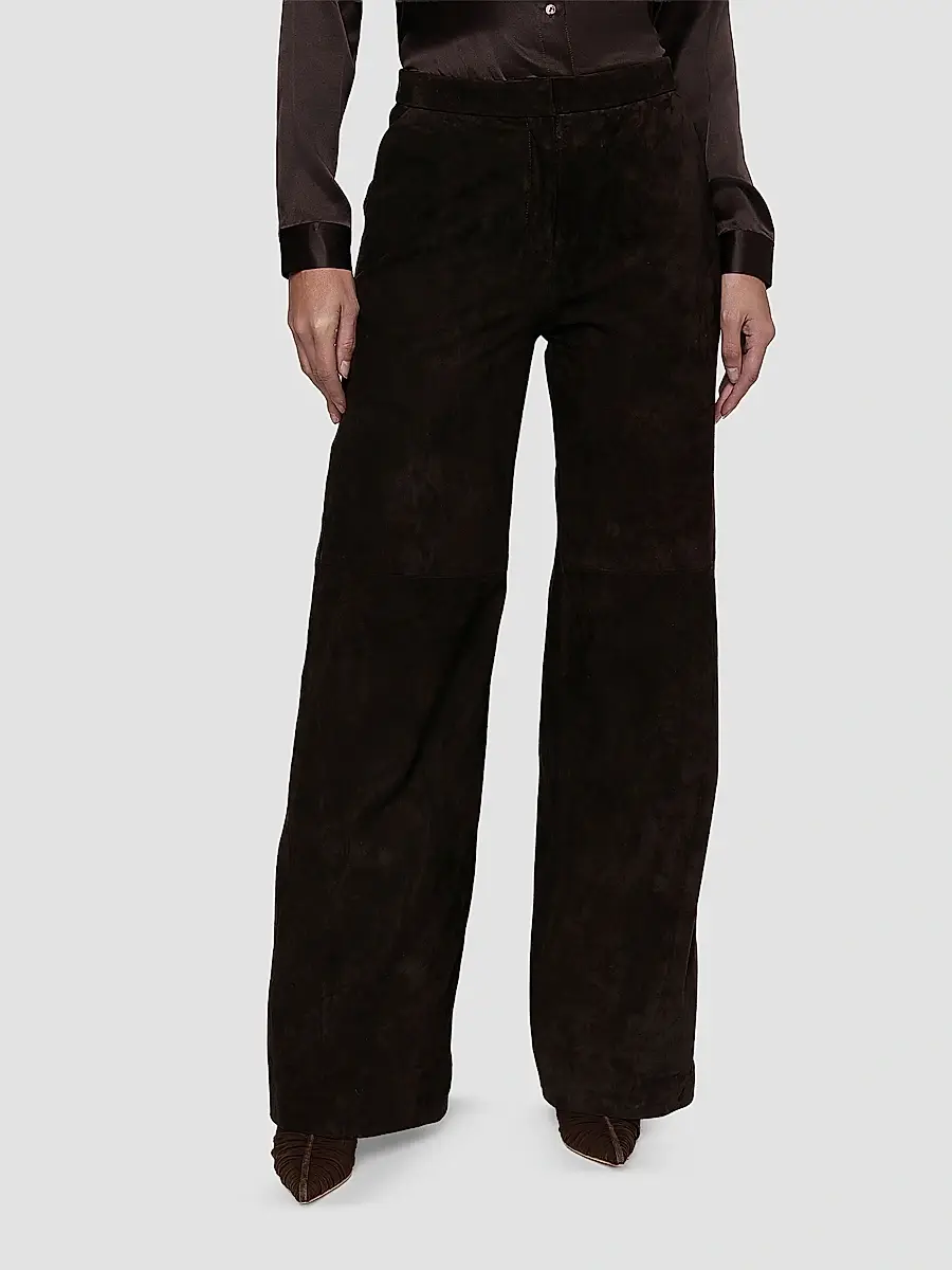 L'Agence Women's Livvy Suede Straight-Leg Trousers | Thumbnail 4