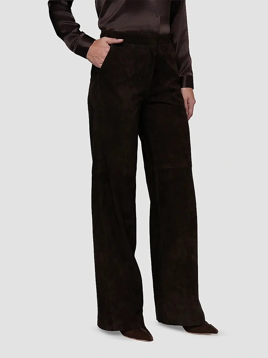 L'Agence Women's Livvy Suede Straight-Leg Trousers | Thumbnail 5