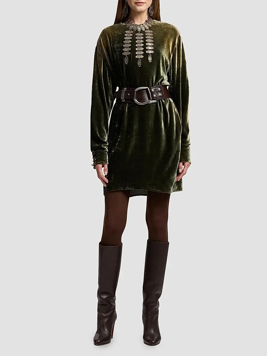 Ralph Lauren Collection Women's Tessy Velvet Mini Dress | Thumbnail 2 Ralph Lauren Collection Women's Tessy Velvet Mini Dress | Thumbnail 2