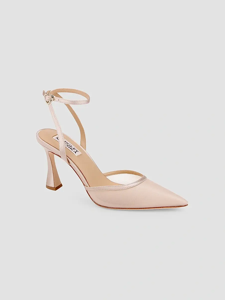 BADGLEY MISCHKA Women's Yordan 85MM Satin & Mesh Pumps - Beige Satin | Thumbnail 2