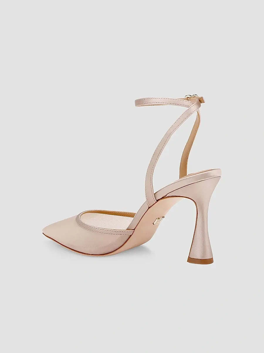 BADGLEY MISCHKA Women's Yordan 85MM Satin & Mesh Pumps - Beige Satin | Thumbnail 3