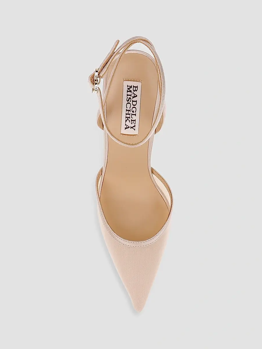 BADGLEY MISCHKA Women's Yordan 85MM Satin & Mesh Pumps - Beige Satin | Thumbnail 4