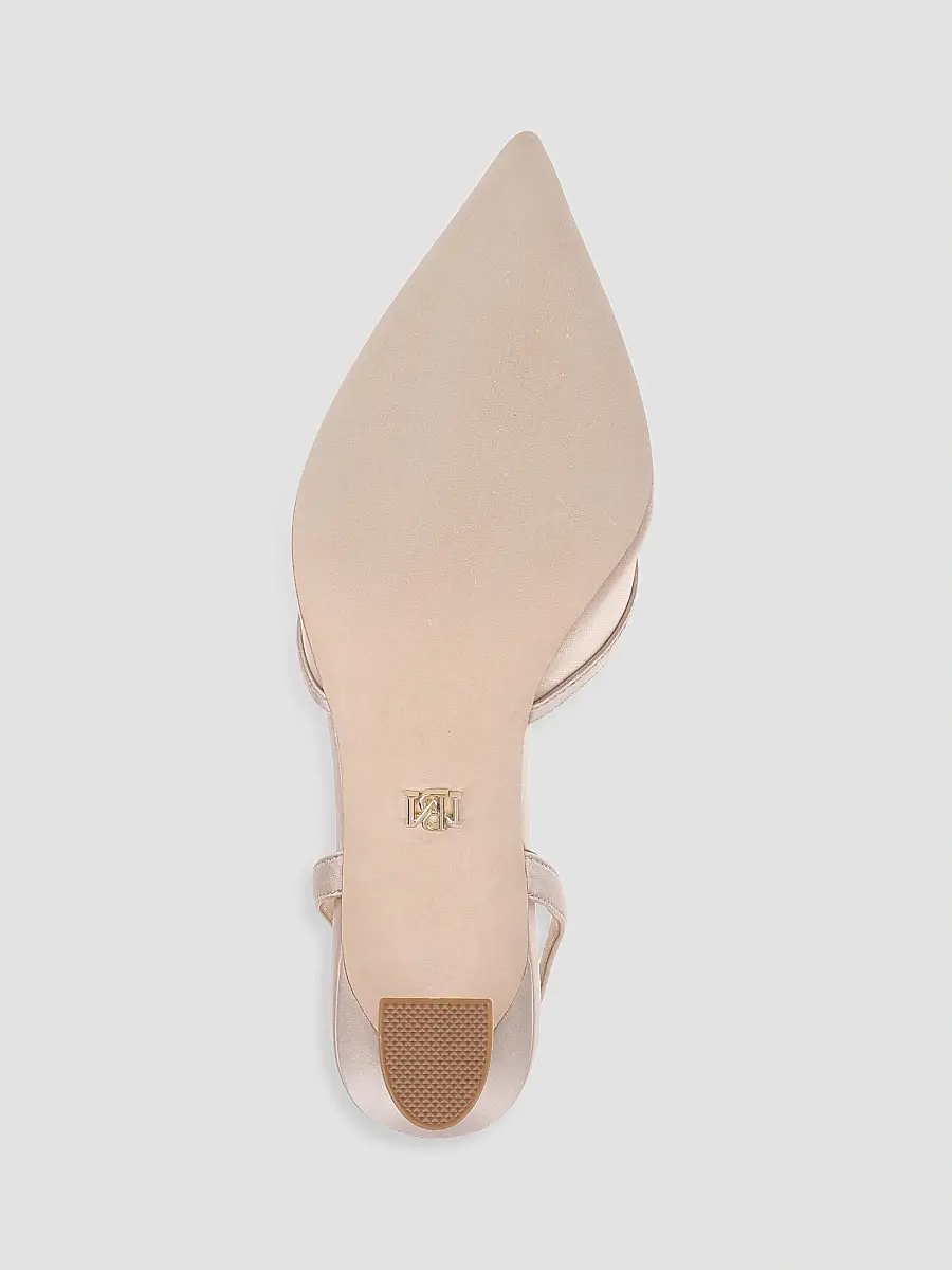 BADGLEY MISCHKA Women's Yordan 85MM Satin & Mesh Pumps - Beige Satin | Thumbnail 6