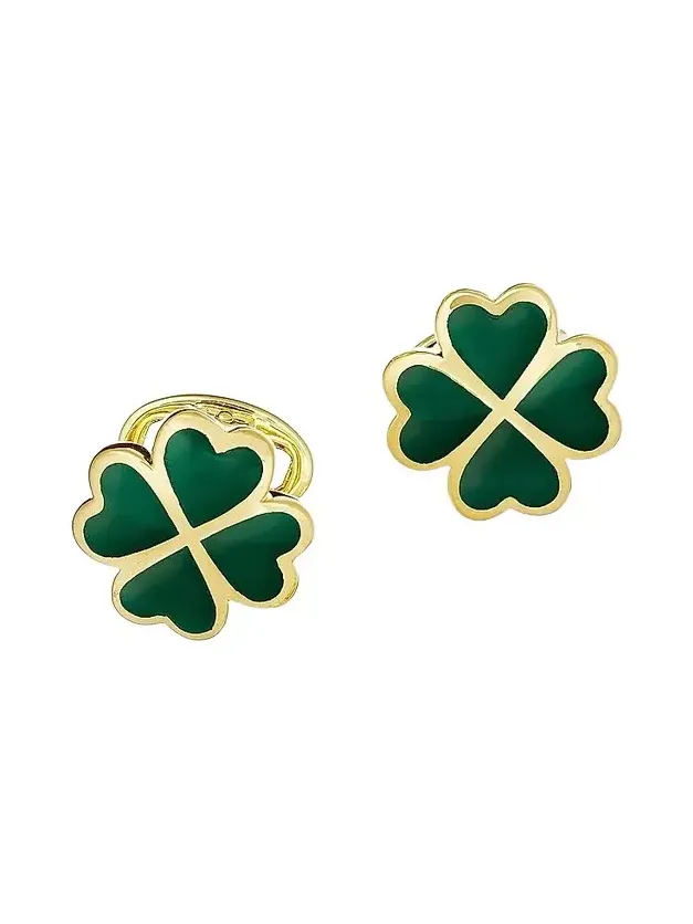 Jan Leslie Men's 18K Gold Vermeil & Green Onyx Clover Cufflinks