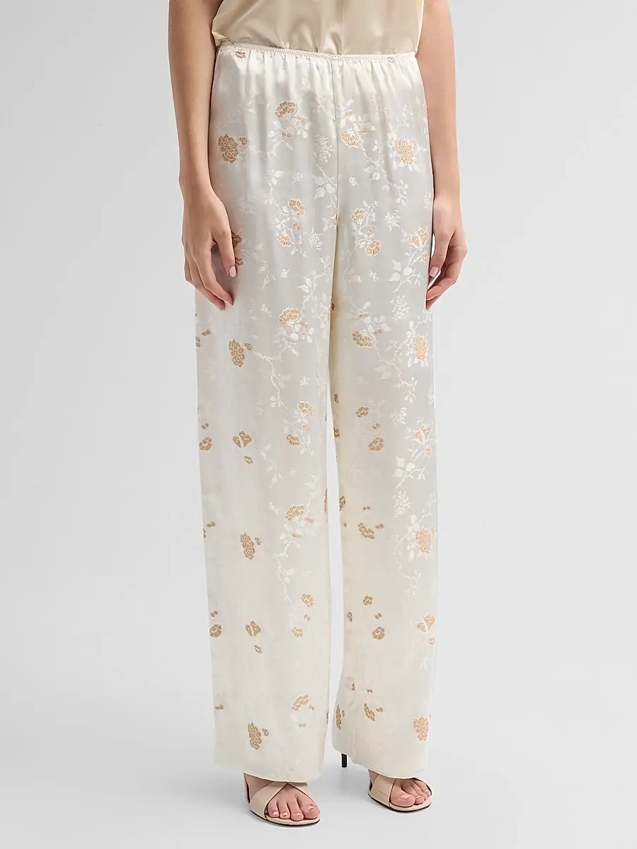 DÔEN Women's Lavona Floral Jacquard Satin Pants | Thumbnail 4