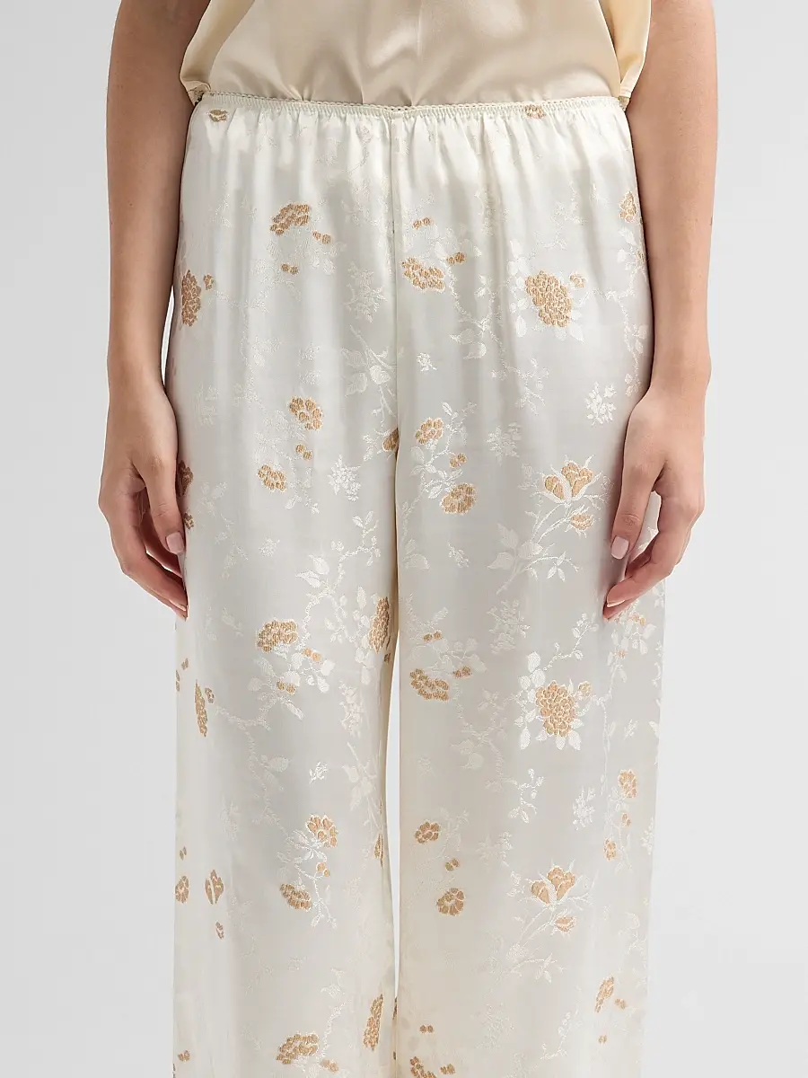 DÔEN Women's Lavona Floral Jacquard Satin Pants | Thumbnail 5
