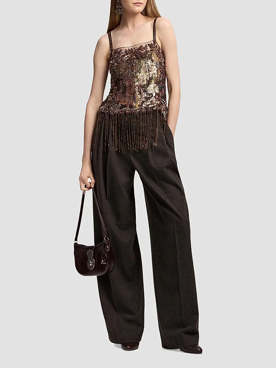 Ralph Lauren Collection Women's Sonara Sequined Tapestry Fringe Top | Thumbnail 2 Ralph Lauren Collection Women's Sonara Sequined Tapestry Fringe Top | Thumbnail 2