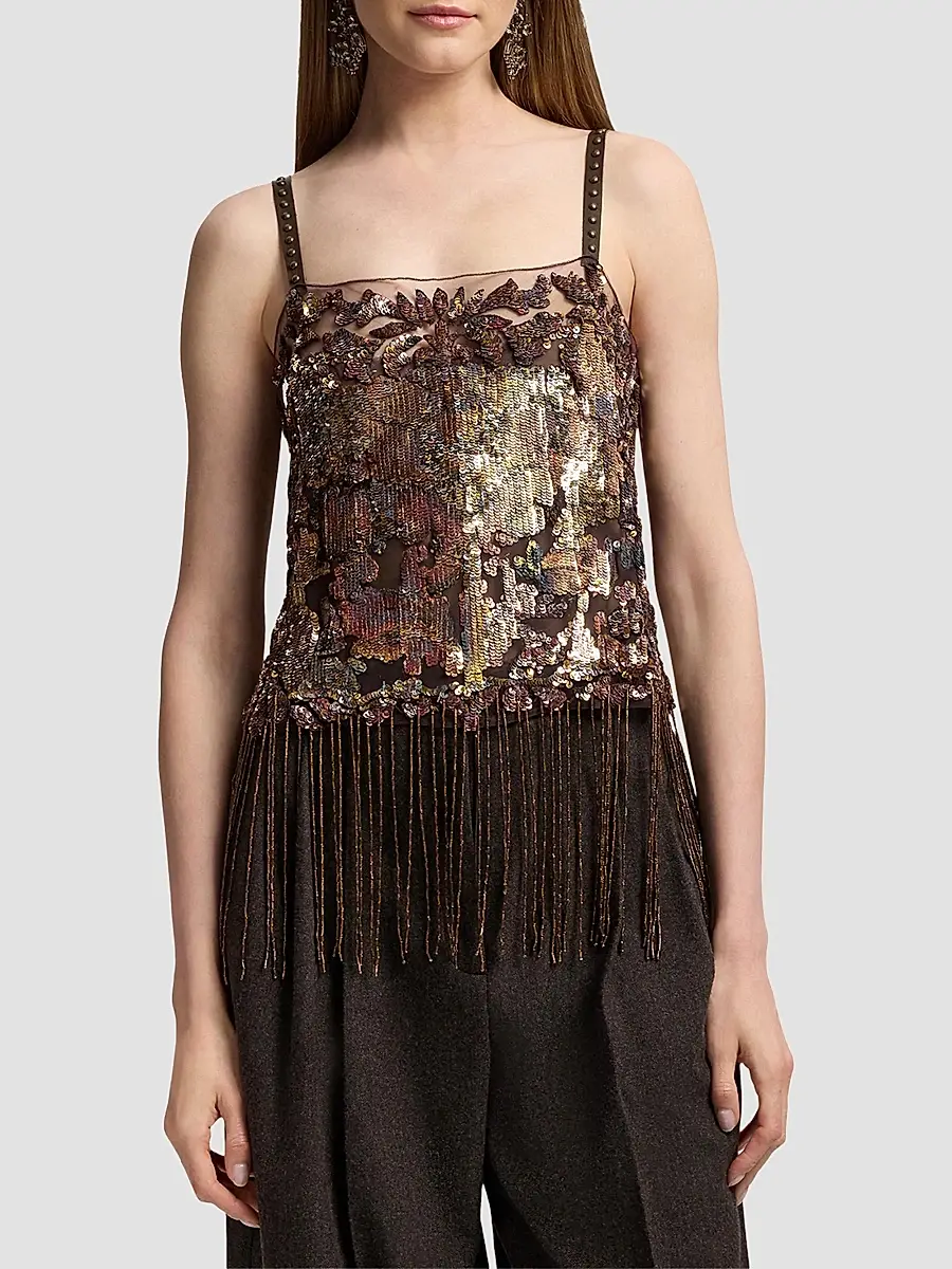 Ralph Lauren Collection Women's Sonara Sequined Tapestry Fringe Top | Thumbnail 6 Ralph Lauren Collection Women's Sonara Sequined Tapestry Fringe Top | Thumbnail 6