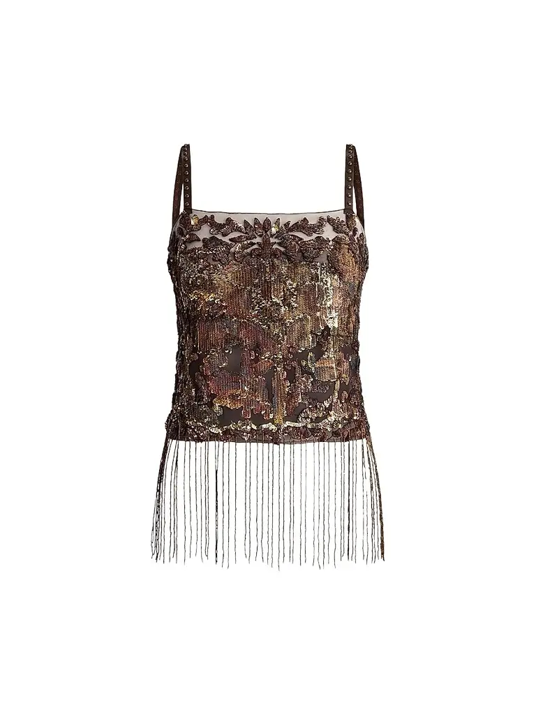 Women's Sonara Sequined Tapestry Fringe Top Women's Sonara Sequined Tapestry Fringe Top