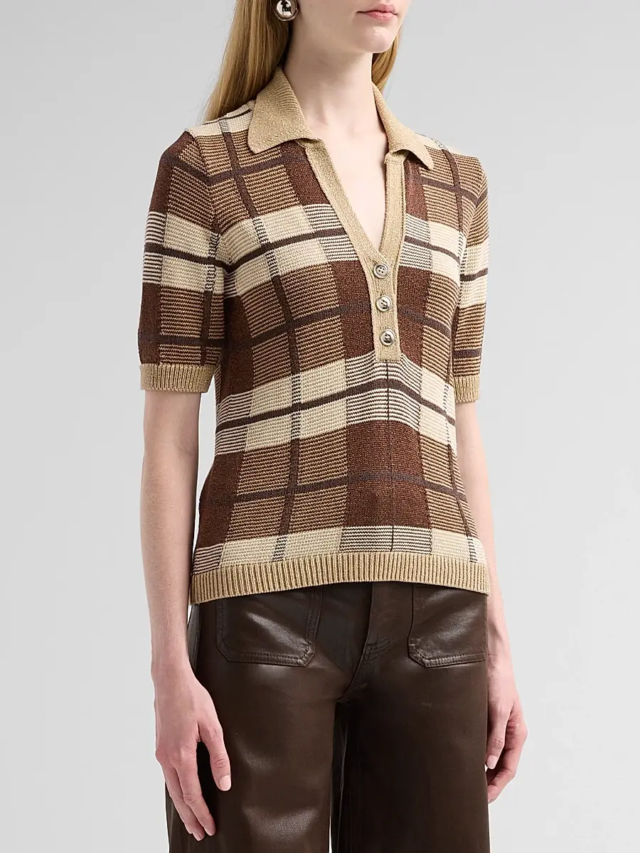 Ramy Brook Women's Melanie Plaid Polo Sweater | Thumbnail 4