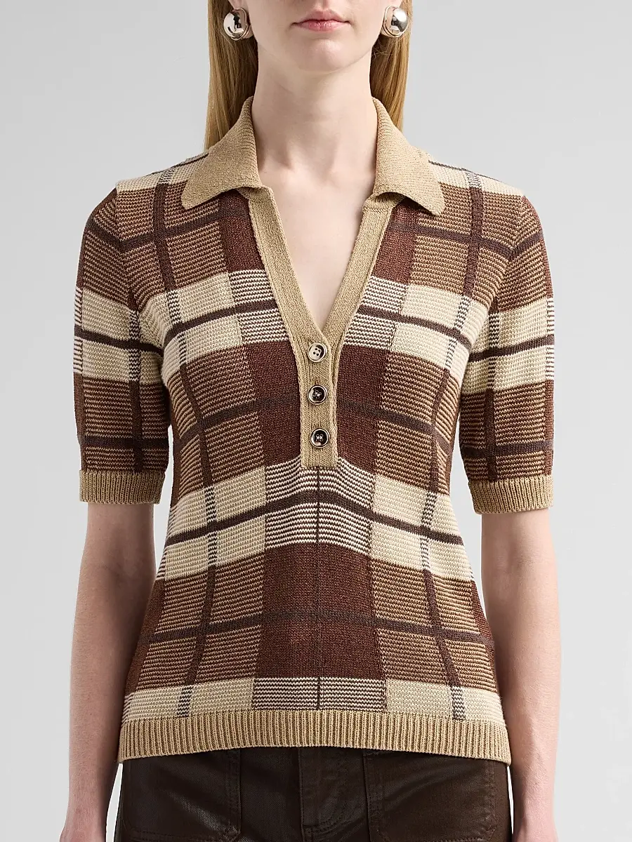 Ramy Brook Women's Melanie Plaid Polo Sweater | Thumbnail 5